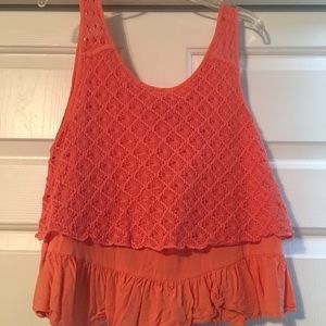 Tangerine/Coral Cropped Tank Top